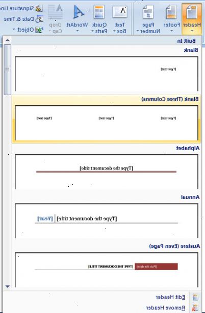 Hur man infogar ett anpassat sidhuvud eller sidfot i Microsoft Word. Klicka på "Infoga" eller "element dokument" på MS Word verktygsfältet ovanför dokumentet.