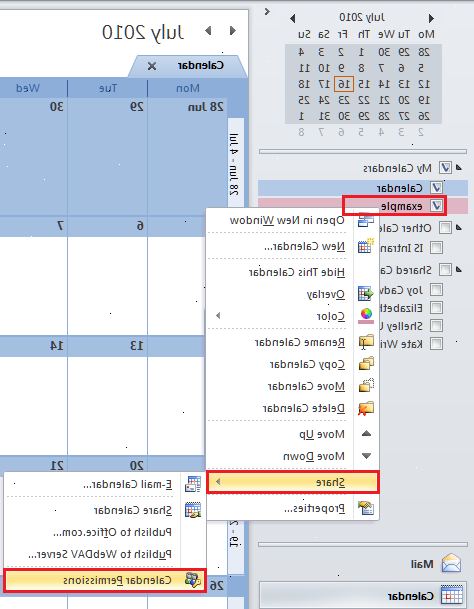 Hur man gör en delad kalender i Outlook. Välj en mapp som alla som använder kalendern kommer att ha tillgång till.