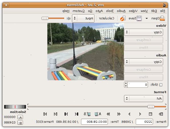 Hur man redigerar video med avidemux. Klicka på Öppna och öppna din video (om från DVD kan det vara en VTS_01_1.