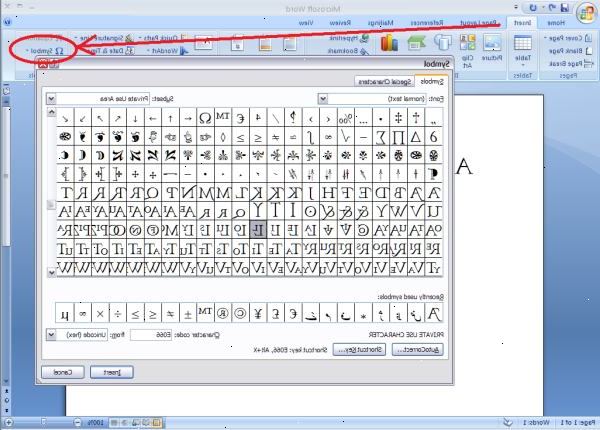 Hur man infogar symboler i ett MS Word-dokument. Leta reda på symbolen gruppen.