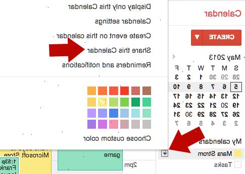 Så att dela din Google Kalender. Skapa en Google-kalender genom att klicka på pilen bredvid "min kalender" och välja "Skapa ny kalender.".