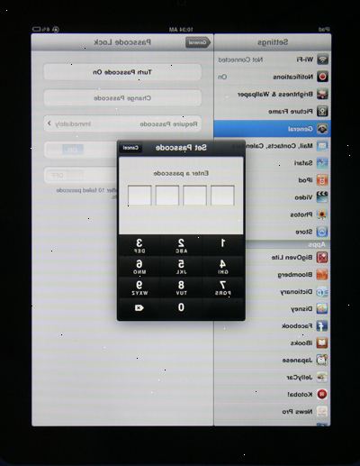 Hur du ställer in ett lösenord på iPad. Öppna inställningarna app, knackar "allmänt" och tryck på "Lås med lösenkod".